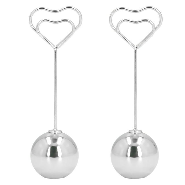 2Pcs Numéro de Table Titulaire en Forme de Coeur Ferme Stable Premium Métal Robuste Durable Large Application Place Porte-Cartes Argent