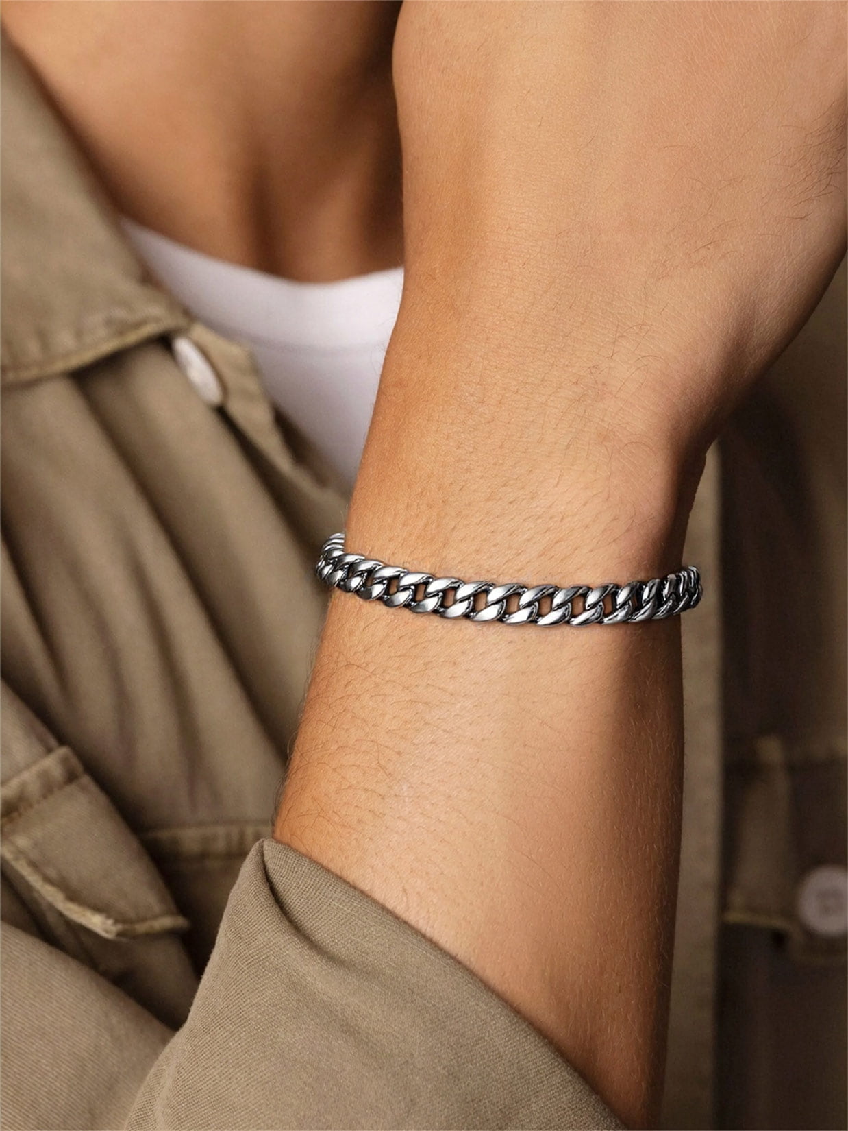 ChainsProMax Men Bracelets Stainless Steel 19CM Wrist Chain Men Husband Dad Gift Fathers Day Jewelry Gift