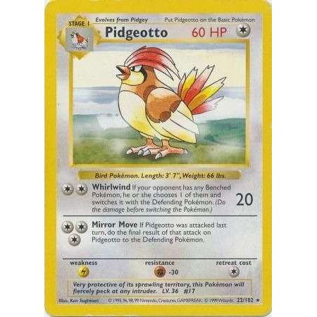 Pokemon Base Set Rare Pidgeotto #22 (Shadowless, Moderately Played)