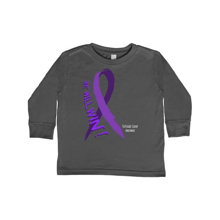 

Inktastic Testicular Cancer Awareness We Will Win with Purple Ribbon Gift Toddler Boy or Toddler Girl Long Sleeve T-Shirt