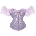 thumbnail image 2 of Xiaoxatg Bodysuits for Women Body Shaping Bustier for Brides Elegant Lace Sleeve Corset Waist Cincher for Formal Attire and Dresses Purple L, 2 of 4
