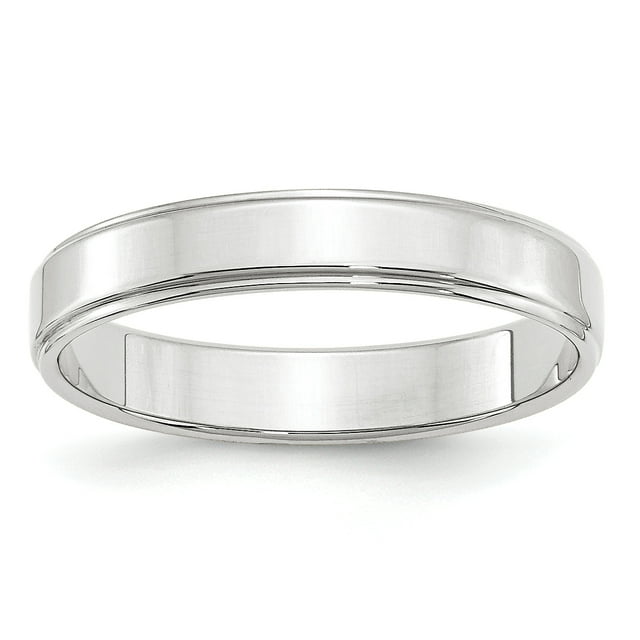 14K White Gold 4mm Flat with Step Edge Band Size 9.5