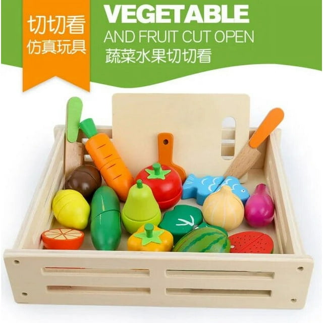 Children Wooden Puzzle Magnetic Vegetables Fruit Kitchen Simulation Play House Toy Cecilia Colorful Mini Toy Model Birthday Gift