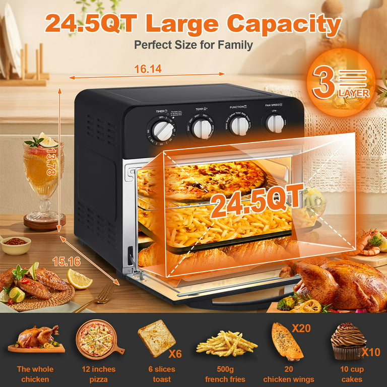 Capacity Toaster Oven Countertop, Dishwasher Safe Detachable Panel, 26QT  Air Fryer Toaster Oven Combo, Drumstick Grill Accessori - AliExpress