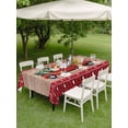 thumbnail image 3 of Outdoor Tablecloth with Umbrella Hole and Zipper, Red Christmas Truck Rectangle Table Cloth 60x84 Inch Waterproof Tablecloth, Xmas Tree Snowflake Plaid Wooden Picnic Table Cover for Patio Camping, 3 of 7