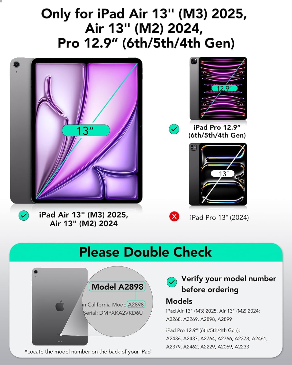 ESR Powerful Magnetic Case Compatible with iPad Pro 12.9 6th/5th/4th Gen, iPad Air 13 Inch Case M3/M2 (2025/2024), Trifold Stand with Auto Wake/Sleep, Supports Pencil Pro & USB-C, Black