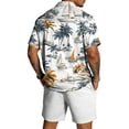 thumbnail image 4 of Mens Summer Short Sets Beach Shorts Sleeve Button Down Shirts Casual Hawaiian Shirt and Shorts Outfit, 4 of 6