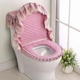 thumbnail image 3 of 3-Piece Luxury Toilet Cover Set - Anti-Dust Toilet Lid & Seat Covers with Lace Trim, Non-Slip Elastic Edging for Standard Toilets, Soft Bathroom Decor, 3 of 8