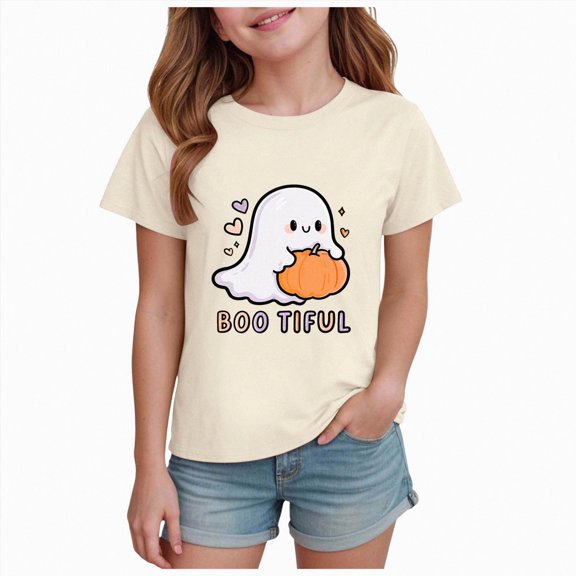 mgoYE Girls Boys Halloween Tshirts Halloween Printed Short Sleeve T Shirts, Pumpkin Kids Tshirts Girls