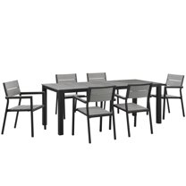 Side Dining Chair and Table Set, Dark Brown Gray, Metal, Outdoor Patio Balcony Cafe Bistro Garden Hospitality Restaurant, Modern Contemporary HB32686
