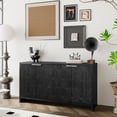 thumbnail image 3 of Farmhouse Storage Cabinet, Wooden Cabinet Sideboard Buffet with 4 Door, Accent Cabinet Coffee Bar Cabinet Console Table with Hexagonal Pattern for Living Room, Entryway, Hallway, Office, Kitchen, 3 of 8