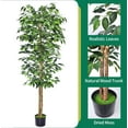 2Packs 6FT Artificial Ficus Trees with Realistic Leaves and Natural