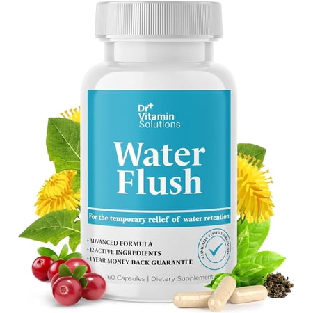 DR Vitamin Solutions Advanced Water Flush Diuretic Water Pills for Swelling and Bloating Relief, 60 Count