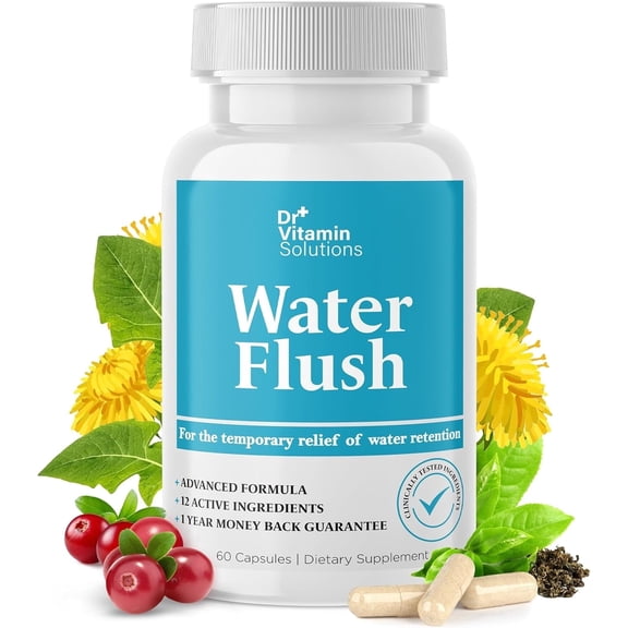 DR Vitamin Solutions Advanced Water Flush Diuretic Water Pills for Swelling and Bloating Relief, 60 Count