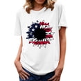 thumbnail image 1 of Hauts d'Été Grande Taille Hauts d'Été pour Femmes Imprimé de la Fête de l'Indépendance Vacances Manches Courtes Col Rond Décontracté Coupe Ample T-Shirts Graphiques Col en V T-Shirt Femme en Liquidation, 1 of 4