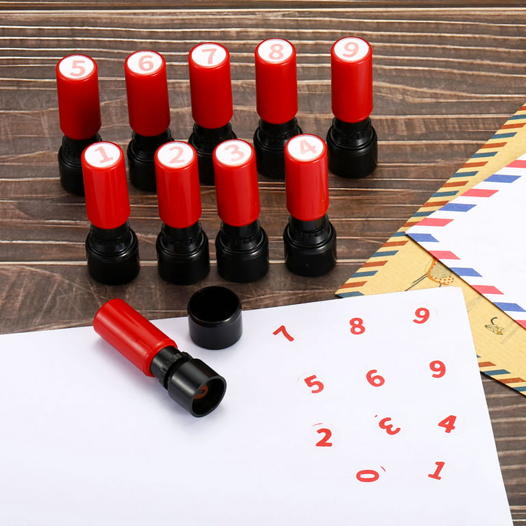 Uxcell Number Stamps Self Inking Numeral 5 Plastic Small Number Stamp Number Stamper Initial Stamp, Red Shell