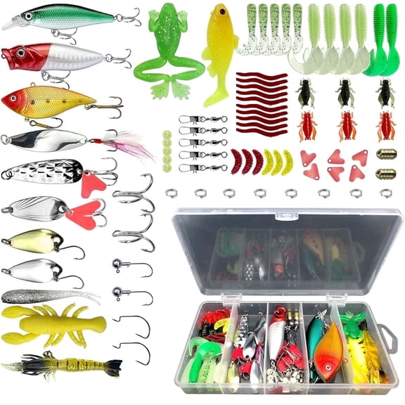 Fishing Lures,78 PCS Fishing Lures Kit Set Gifts for Men,Soft Plastic Lures Fishing Accessories Tackle Boxes for Saltwater Freshwater