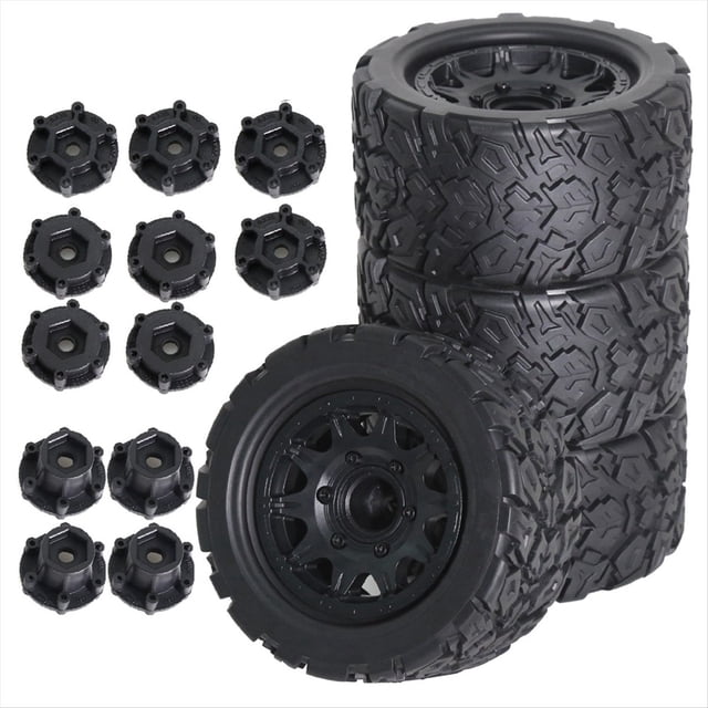 4 Neumáticos para Camión -Stunt de 110 Mm, 1/10, Hexagonales de 12 mm y 14 mm para / ARRMA /KRATON/Outcast/ A