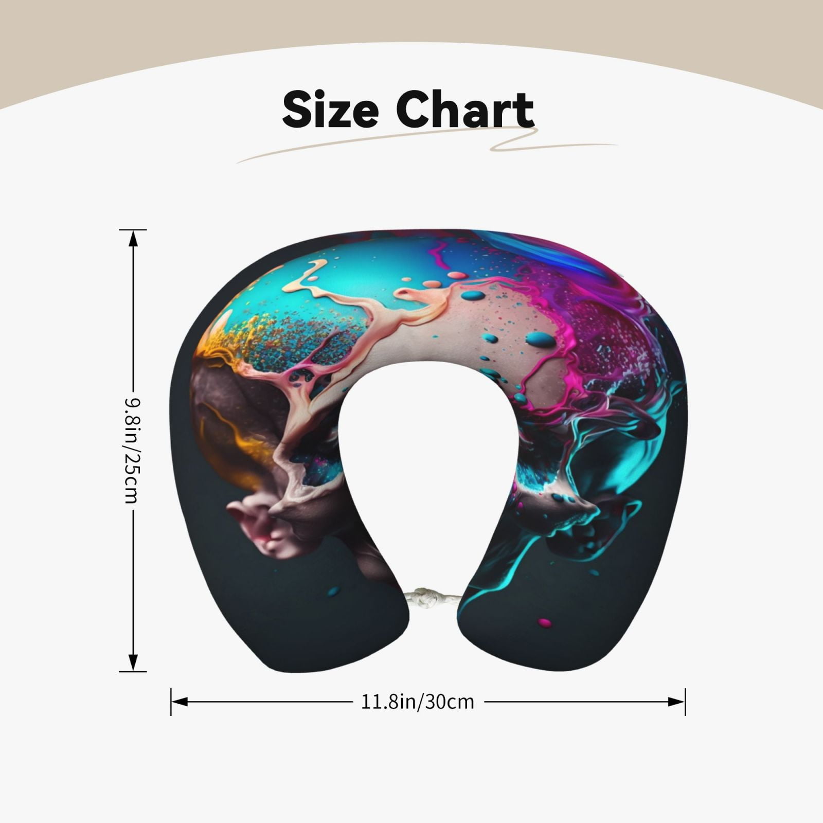 Xecao Modern Abstract Colorful Skull B Print Memory Foam Cervical Neck Pillow Versatile U-Shaped Pillows for Home,Office,Camping,Travelling,Soft Washable Cover