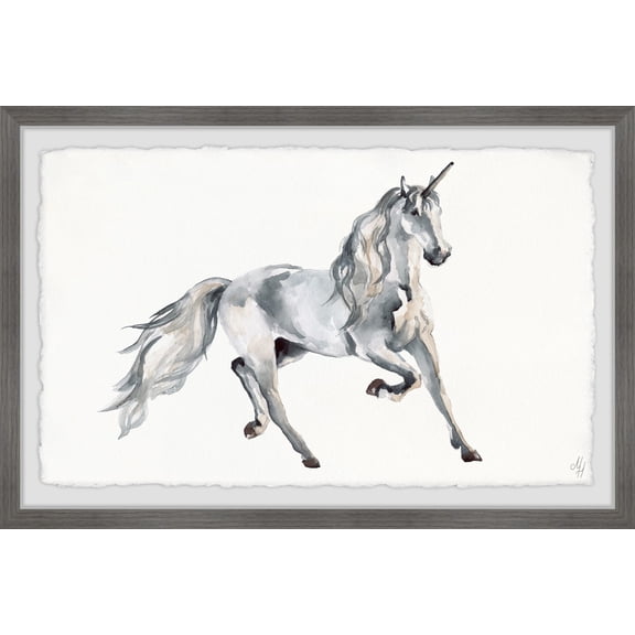 Marmont Hill Silver Unicorn Framed Wall Art, 24.00" x 1.50"