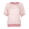 thumbnail image 2 of MeMoi Women's Pink Leopard Print Short Sleeve Sweatshirt - Womens - Female (L, Pink), 2 of 6