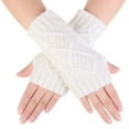 thumbnail image 2 of Women Winter Warm Knit Fingerless Gloves Hand Crochet Thumbhole Arm Warmers Mittens, 2 of 7