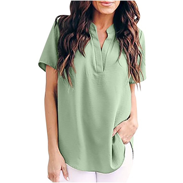 Birdeem T-Shirt Décontracté à Manches Courtes Col en V Mode Été pour Femmes