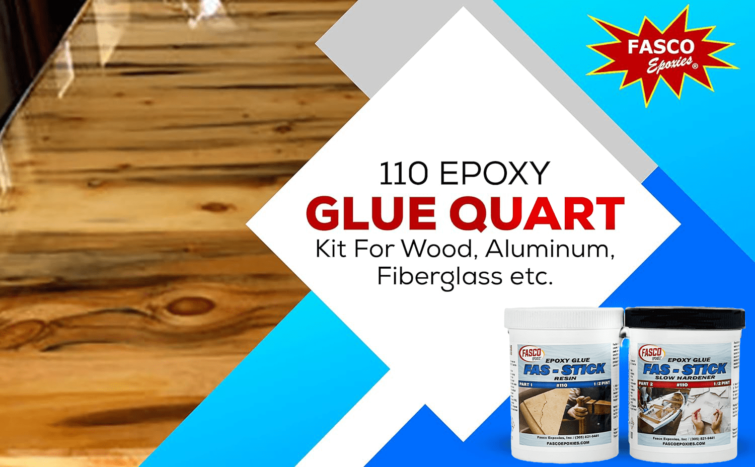 Fasco Epoxies 110 Epoxy Glue Quart Kit (Wood, Aluminum, Fiberglass, Etc.)