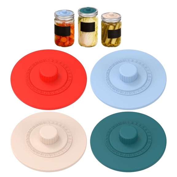 4 Pcs Airlock Fermentation Lids for Wide Mouth Mason Jars, Pickle Pipes, Fermenter Caps, Fermentation Kit for Sauerkraut & Pickle Kit, One Way Waterless Airlock Valve - BPA-Free (Jar Not Included)