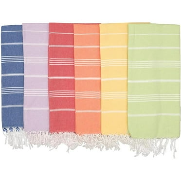 Turkish Beach Towel Oversized 39x71 Set of 6 | 100% Cotton Turkish Bath Towels Sand Free Quick Dry Towel Extra Large Pool Towels Lightweight Travel Towel for Adults