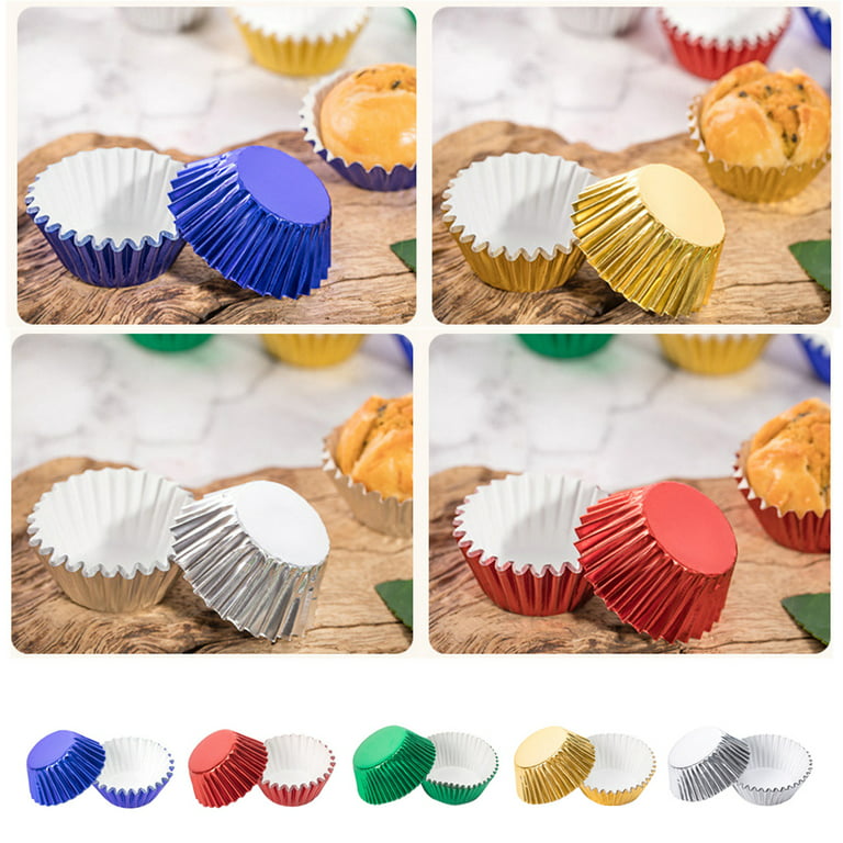 GeweYeeli 100pcs Paper Cupcake Cup Aluminium Foil Muffin Baking Cups Liners  Cupcakes Case Container 