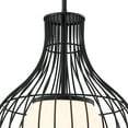 thumbnail image 5 of Evensong 60 Watt 1-Light Matte Black Bell Pendant with Etched Opal Glass Shade and Metal Outer Cage, 5 of 11