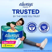 Always Ultra Thin Pads with Wings, Size 1, Regular, 46 Count