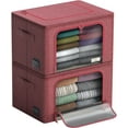 thumbnail image 1 of Sorbus Storage Bins Boxes, Foldable Stackable Container Organizer Basket Set with Large Clear Window & Carry Handles, Great for Comforters, Blanket, Clothes, etc, 1 of 17