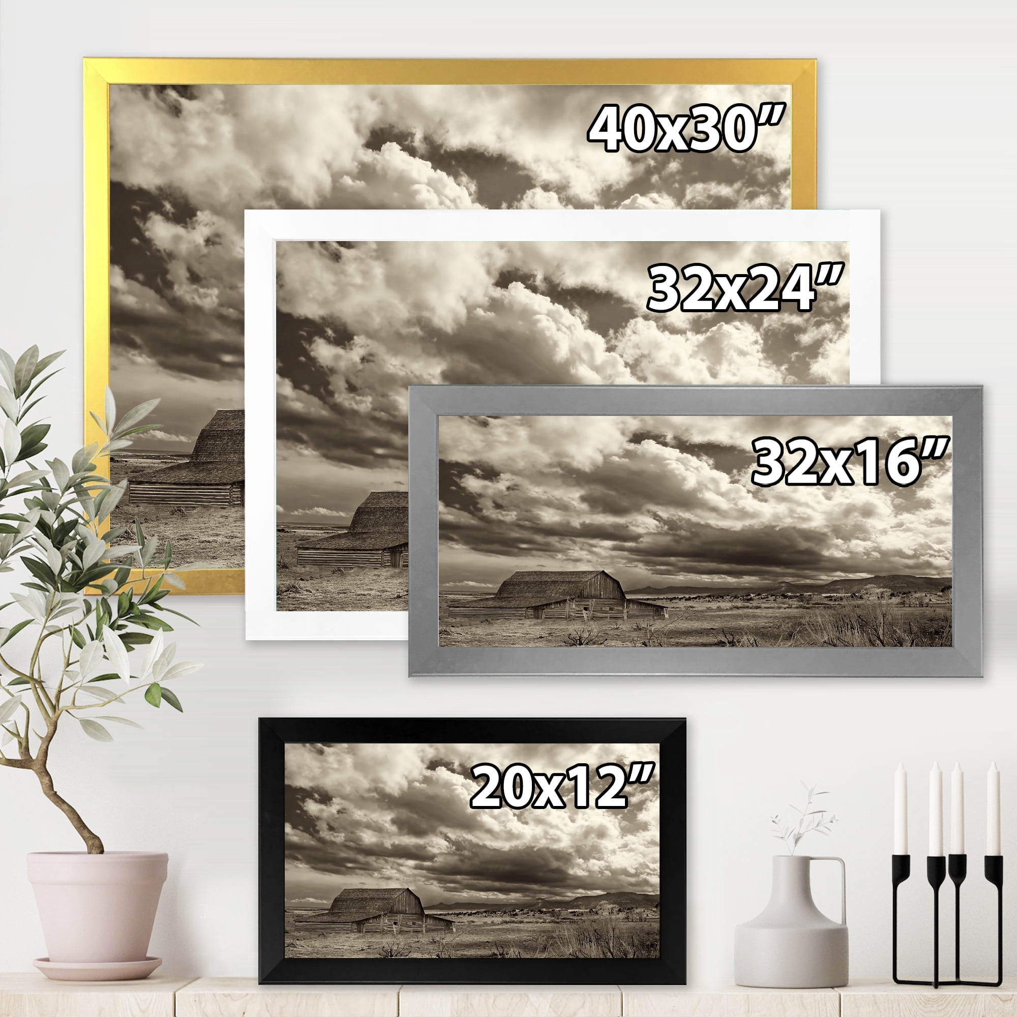 Designart 'Clouds After The Rain On The Prairie' Traditional Framed Art Print
