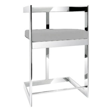 Gei 26 Inch Counter Stool Chair- Low Back- Gray Velvet- Cantilever Chrome