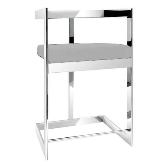 Gei 26 Inch Counter Stool Chair- Low Back- Gray Velvet- Cantilever Chrome