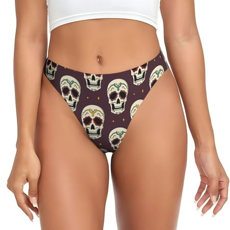 Sigee funny Skull star for Women s G-String Panty  Low Rise  Soft Lace Perfect for Everyday Wear or Special Occasions-Large