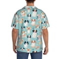 thumbnail image 3 of Xecao Colorful Dog Pattern Men's Short-Sleeve Cuban Collar Button-Down Shirt with Chest Pocket Lightweight Tropical Vacation Shirt-4X-Large, 3 of 5