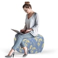 thumbnail image 2 of Floral Pouf Cover with Zipper, Botanical Theme Abstract Flowers and Leaves Image in Monochrome Style, Soft Decorative Fabric Unstuffed Case, 30" W X 17.3" L, Pale Sky Blue and Cream, by Ambesonne, 2 of 5