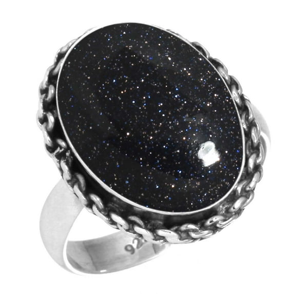 925 Sterling Silver Ring For Women - Men Blue Sunstone Gemstone Silver Ring Size 11.5 Costume Silver Ring Size 11.5 Valentine's Day Gift For Ladies Gemstone 925 Silver Jewelry
