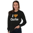 thumbnail image 5 of Love Heart Carbs Pizza Food Cute Women's Long Sleeve T Shirt Brisco Brands L, 5 of 6