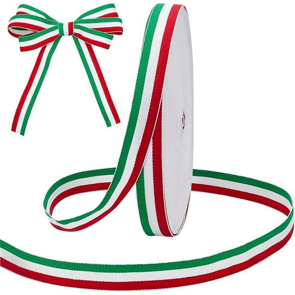 PH 50 Yard Italian Flag Patriotic Ribbon Red White Green 0.7 Inch Wide Perfect for Gift Wrapping Patriotic Parties Crafting for DIY