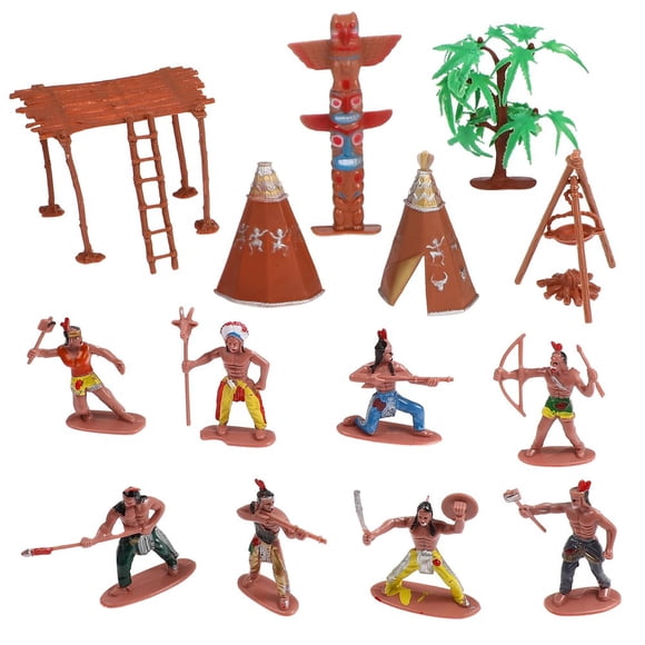 CHUANK 13 Pcs Figurines en Plastique de Modèle d'Homme Indien Accessoires de Figurines pour Enfants