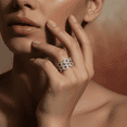 thumbnail image 5 of SilverCloseOut White Gold Over Sterling Silver Wide Cz Chain Link Ring, 5 of 7