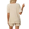 thumbnail image 4 of Liacowi Women Pajama Set Short Sleeve T-Shirts Tops and Shorts 2 Piece Sleepwear Loungewear, 4 of 5