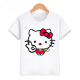 thumbnail image 3 of Camiseta de verano con estampado de Hello Kitty para niños y niñas, ropa para niños, camisetas de algodón para niños, camisetas deportivas de manga corta a la moda para edades de 3 a 14 años, camiseta, 3 of 5