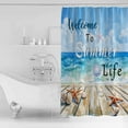 thumbnail image 4 of Extra Long Shower Curtain 72x84 Inch, Coastal Beach Shower Curtain Waterproof Bathroom Decor Summer Ocean Wave Starfish Shell Plank Fabric Bath Curtain Set Accessories with Hooks, 4 of 6