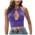 thumbnail image 1 of Women Solid Color Sleeveless Sexy Casual Vest Top, 1 of 6