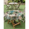 thumbnail image 4 of Outdoor Tablecloth with Umbrella Hole for Patio/Picnic/Party/Camping, Tropical Plant Waterproof Table Cloth Round Cover Washable, Summer Watercolor Boho Palm Tree on Linen (Dia 54"), 4 of 8